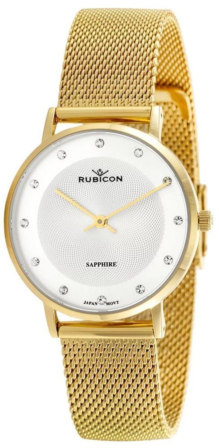 Zegarek damski Rubicon złoto-srebrny z szafirowym szkłem RNBD88 cyrkonie. Zegarek damski na bransolecie. Zegarek damski Rubicon z cyrkoniami. Zegarek damski biżuteryjny Rubicon. Elegancki zegarek w złotym kolorze na prezent..jpg